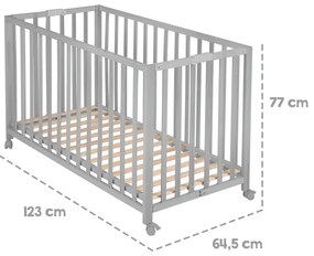 Lettino pieghevole grigio su ruote 60x120 cm Fold up - Roba