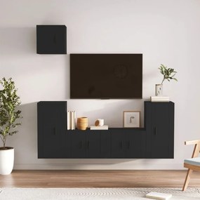 Set di mobili porta tv 5 pz nero in legno multistrato