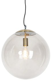 Lampada a sospensione moderna in ottone con vetro fumé 40 cm - Ball