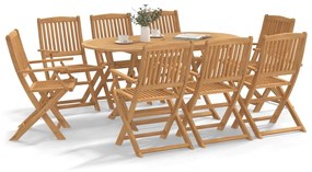 Set da pranzo da giardino 9 pz legno massello di acacia