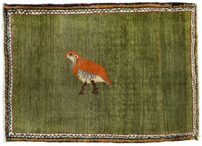 Gabbeh Tappeto 90x70 Verde (Iran) Annodato A Mano