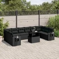 Set Divani da Giardino 11 pz con Cuscini in Polyrattan Nero 3268145