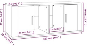 Mobile Porta TV Nero 100x35x40 cm in Legno Multistrato