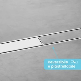 Canalina doccia 90 cm in alluminio reversibile scarico centrale, sifone e piletta inclusi
