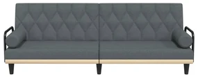 Divano letto con braccioli grigio scuro in tessuto