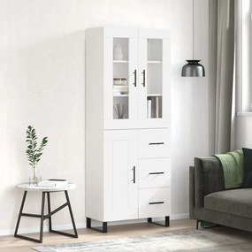 Credenza Bianco Lucido 69,5x34x180 Cm İn Legno Multistrato /