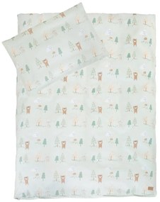 Set copripiumino e federa da bambini verde chiaro in cotone per culla 100x135 cm Woodland Buddies – Roba
