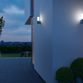 Applique LED moderno da esterno L 605 M antracite IP44, con sensore crepuscolare luce bianco caldo 729 lumen, STEINEL