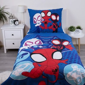 Set copripiumino e federa da bambini blu in cotone per letto singolo 140x200 cm Spidey – Jerry Fabrics