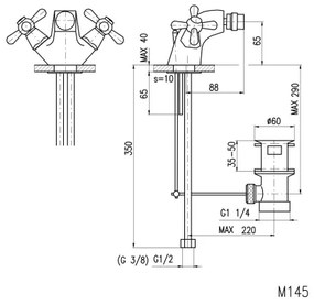 RAV Slezák MK145.0 - Miscelatore per bidet + piletta MORAVA 6,5 cm cromo lucido