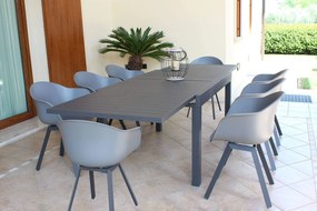 JERRI - set tavolo in alluminio cm 135/270 x 90 x 75 h con 8 poltrone Jessie