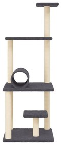 Albero per gatti con tiragraffi in sisal grigio scuro 136 cm