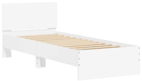 Giroletto con testiera bianco 90x190 cm in legno multistrato