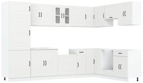 Armadio da cucina  ""kalmar"" con doppi lavelli in legno ingegnerizzato bianco