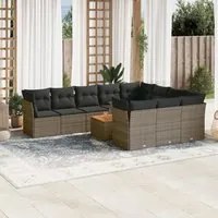 Set Divani da Giardino 11 pz con Cuscini in Polyrattan Grigio 3223841