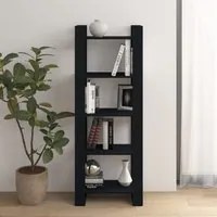 Libreria/Divisorio Nero 60x35x160 cm Legno Massello 813893