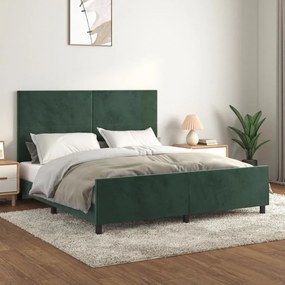 Giroletto Senza Materasso Verde Scuro 160x200 Cm İn Velluto /