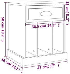 Comodini 2 pz Grigio Cemento 43x36x50 cm