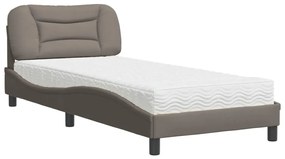 Letto con materasso tortora 90x190 cm in tessuto