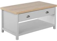 Tavolino Grigio Legno color Chiaro 99 x 55 cm Cassetto Rettangolare stile Moderno soggiorno