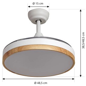 Lindby Ventilatore da soffitto LED Oras, bianco, DC, silenzioso, Ø 107 cm