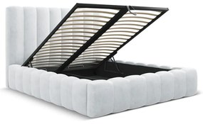 Letto matrimoniale imbottito grigio chiaro con spazio contenitivo e rete 200x200 cm Kelp - Micadoni Home