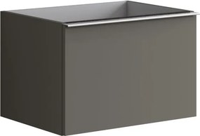 Mobile da bagno sospeso sotto lavabo Pixel plain 2 cassetti L 60 x H 40 x P 45.5 cm grigio carbone laccato opaco, con maniglia alluminio brillante