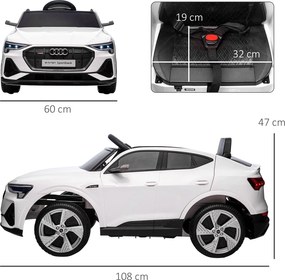 Macchina Elettrica per Bambini 12V con Licenza Audi E-Tron Sportback Bianco...