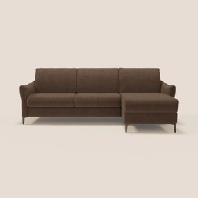 Dalia divano letto angolare con materasso alto 18 cm piedini alti e penisola contenitore in tessuto smacchiabile T17