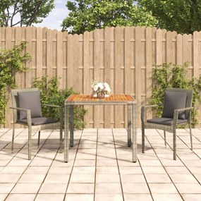 Set da Pranzo da Giardino 3 pz con Cuscini in Polyrattan Grigio