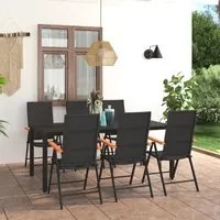 Set da Pranzo da Giardino 7 pz Nero e Marrone 3060086