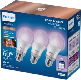Confezione da 3 lampadine LED RGB dimmerabili Philips SMART A60 E27/8,8W/230V 2200-6500K