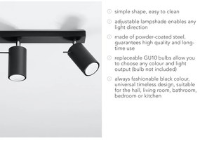 Plafoniera nera Etna - Sollux