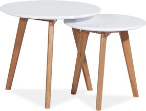 Set di tavolini Milan S2 – bianco e rovere