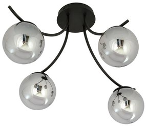 Lampadario da Soffitto in Acciaio e Vetro BOSTON 4 Nero 4xE14