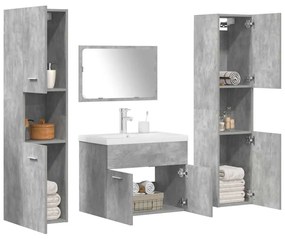 Set Mobili Da Bagno 5 Pz Grigio Cemento İn Legno Multistrato /