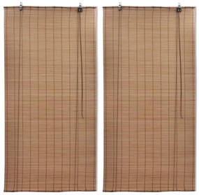 Tende A Rullo İn Bambù 2pz 100x160 Cm Marroni /