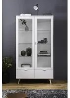 Vetrina in stile nordico con 2 ante e 2 cassetti in finitura Bianco e Quercia, ZFRVETGOT54