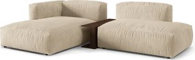 Divano angolare componibile beige (con penisola a sinistra/con chaise lounge) con rivestimento in velluto Martina – Micadoni