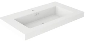 Lavabo a incasso rettangolare vasca centrale Nantes L 81 x H 6 x P 46 cm in resina bianco satinato