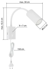 Globo 57911WW - Lampada da parete flessibile ROBBY 1xGU10/25W/230V bianco