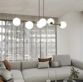 Lampadario a sospensione GRAVITY 6 Nero/Bianco e Oro 6xE14