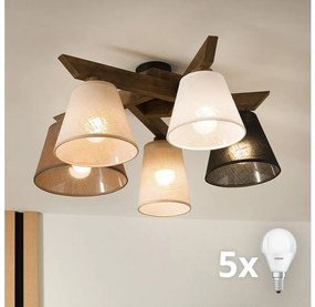 Brilagi - Lampadario LED ANTHONY 5xE14/40W/230V rovere noce