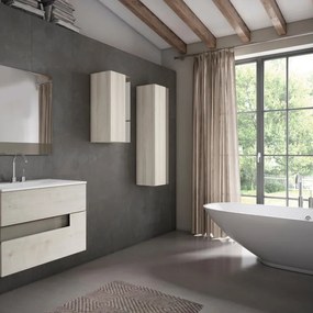 Mobile bagno con lavabo L 80 x H 55 x P 45 cm betulla/tortora 2 cassetti per vasca centrale Vision