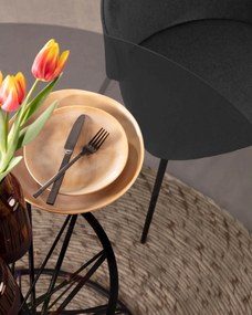 Kave Home - Tavolo rotondo Niut in vetro e gambe in acciaio finitura nera Ã˜ 120 cm