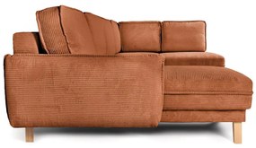 Divano angolare arancione allungabile (con penisola a destra/a forma di "U") con rivestimento in velluto a coste Tori – Bonami Selection