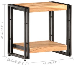 Tavolino laterale 40x30x40 cm in legno massello di acacia