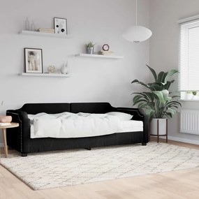 Divano letto con materasso nero 100x200 cm in tessuto