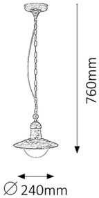 Brilagi - Lampada a sospensione da esterno MOLDE 1xE27/60W IP44 bianco/patina