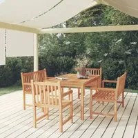 Set da Pranzo per Giardino 5 pz in Legno Massello di Teak cod mxl 38016